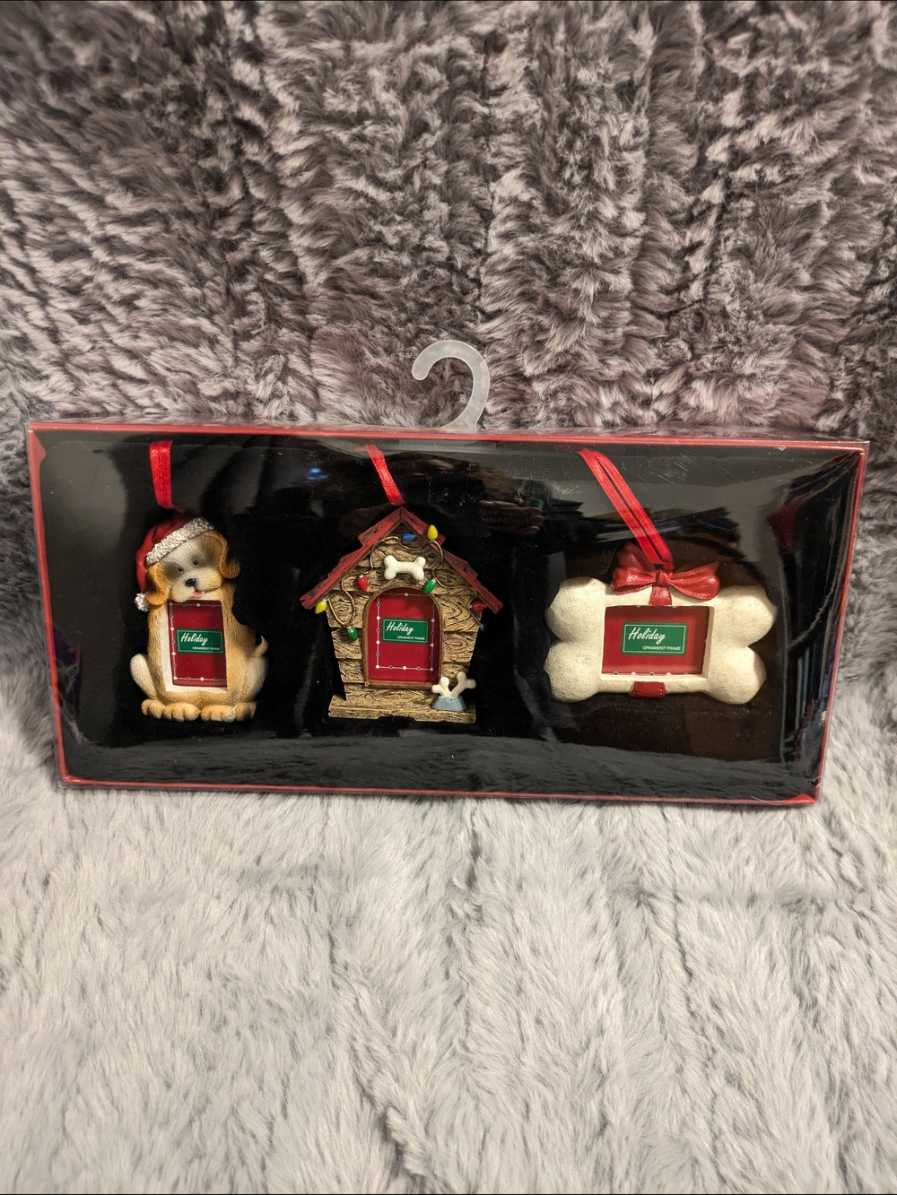 Kohl's Holiday Dog Resin Ornament Frame Trio - Dog, Dog House And Bone NWT